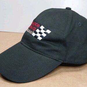 Black Racing Cap with Checkered Flag Design